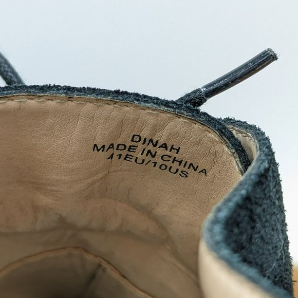 French Connection Dinah Ankle Booties 10 41 Black Suede Lace Up Block Heel Goth - Picture 2 of 13